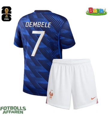Frankrike Ousmane Dembele #7 Hemmaställ Barn VM 2026 Kortärmad (+ Korta byxor)